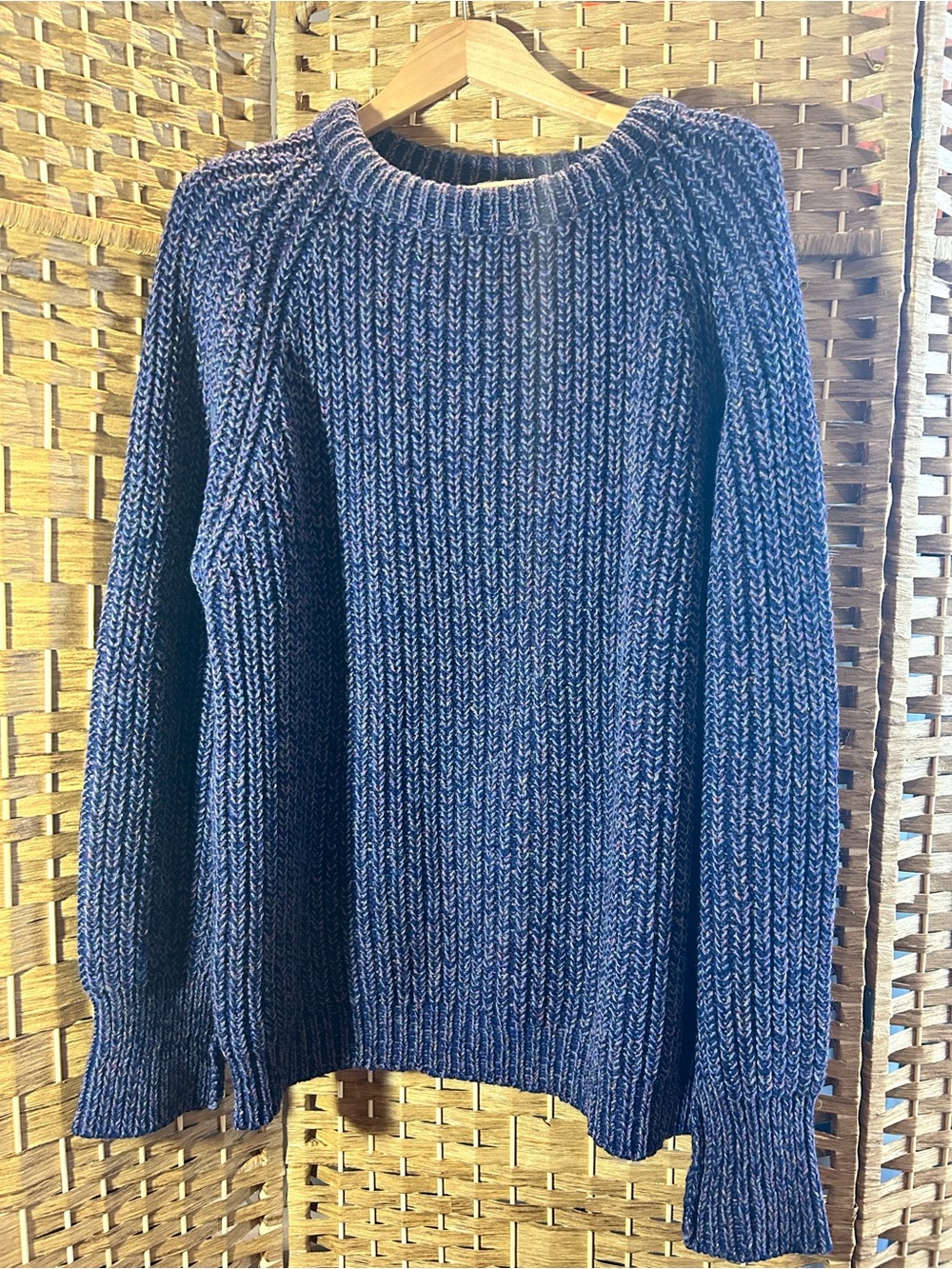 Vintage Cottage Knitwear 100% Wool Chunky Rib Purple Sweater Made in UK